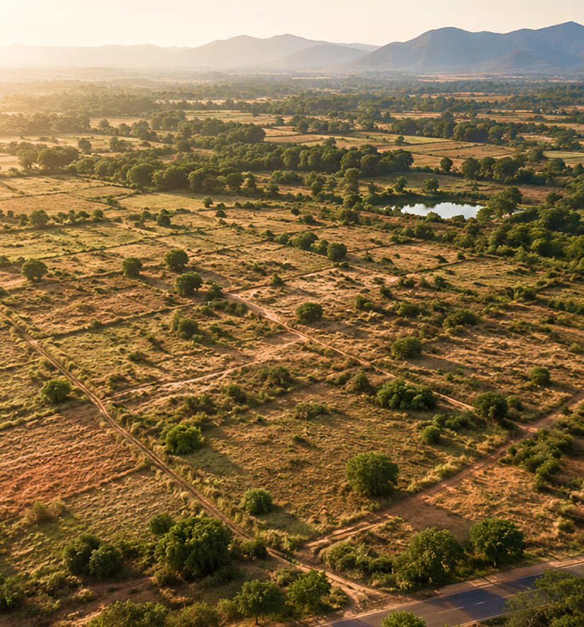 Land before plotted residential development